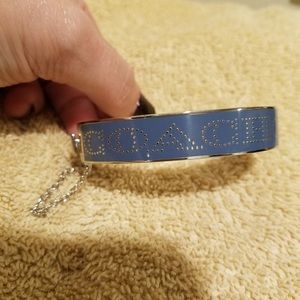 Coach Push Hinged Bangle with Safety Chain - NWOT